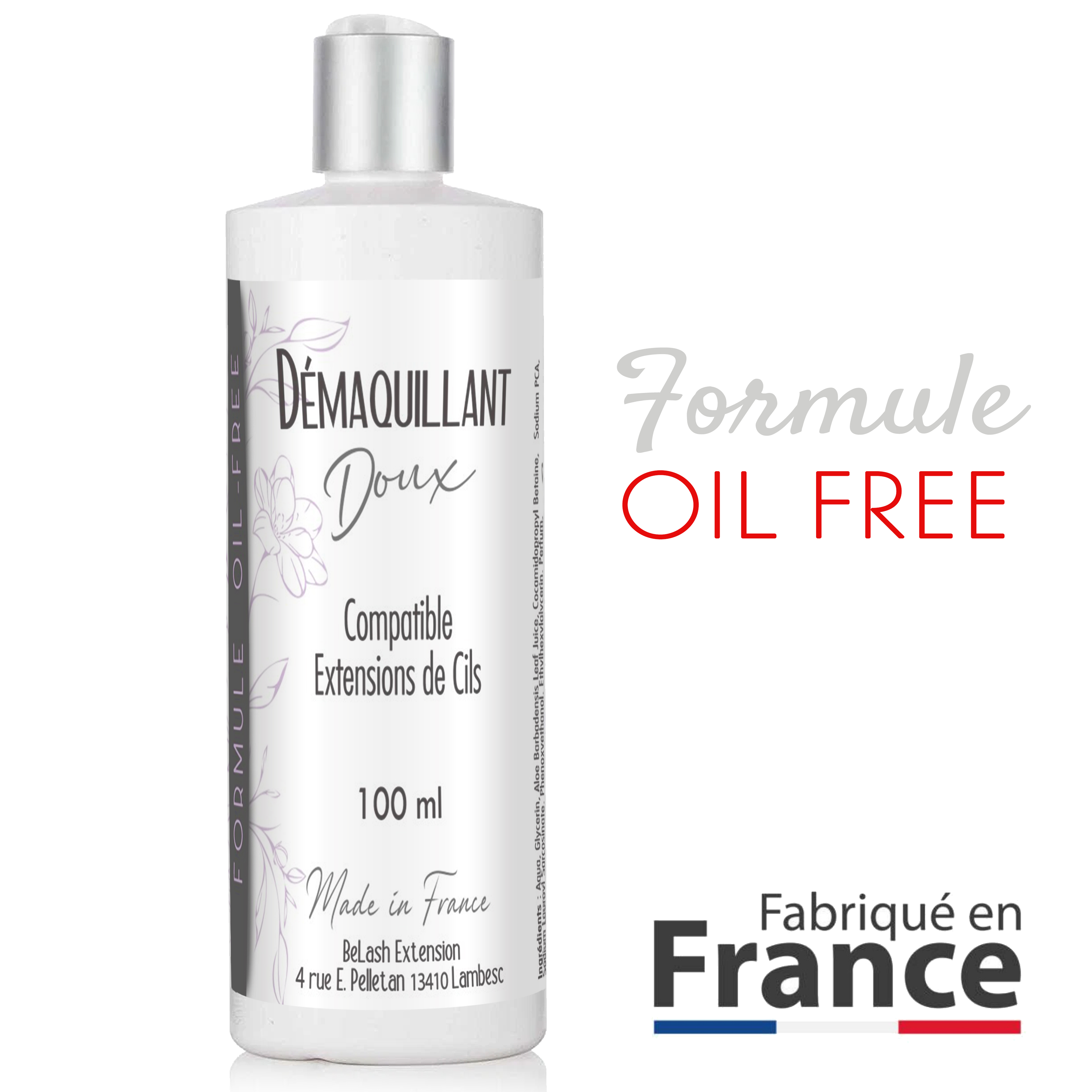 Démaquillant Oil Free yeux et visage compatible extensions de cils